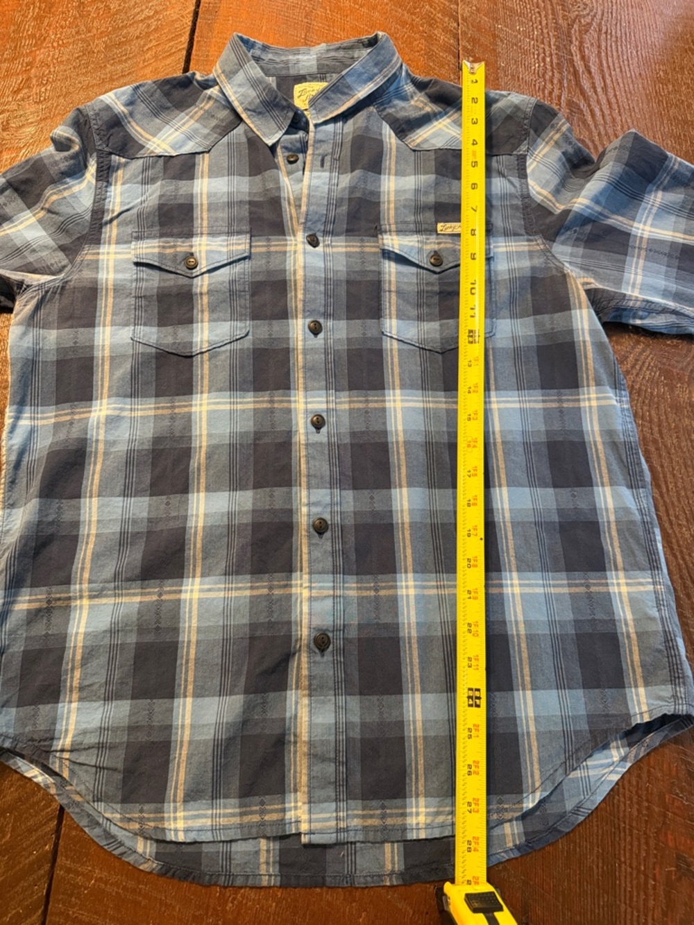 Lucky Brand Men’s L Blue Plaid Button Down Shirt Western Casual Flannel - Picture 7 of 9